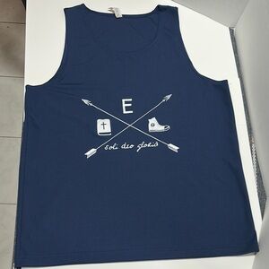 Navy Blue Graphic Tank Top